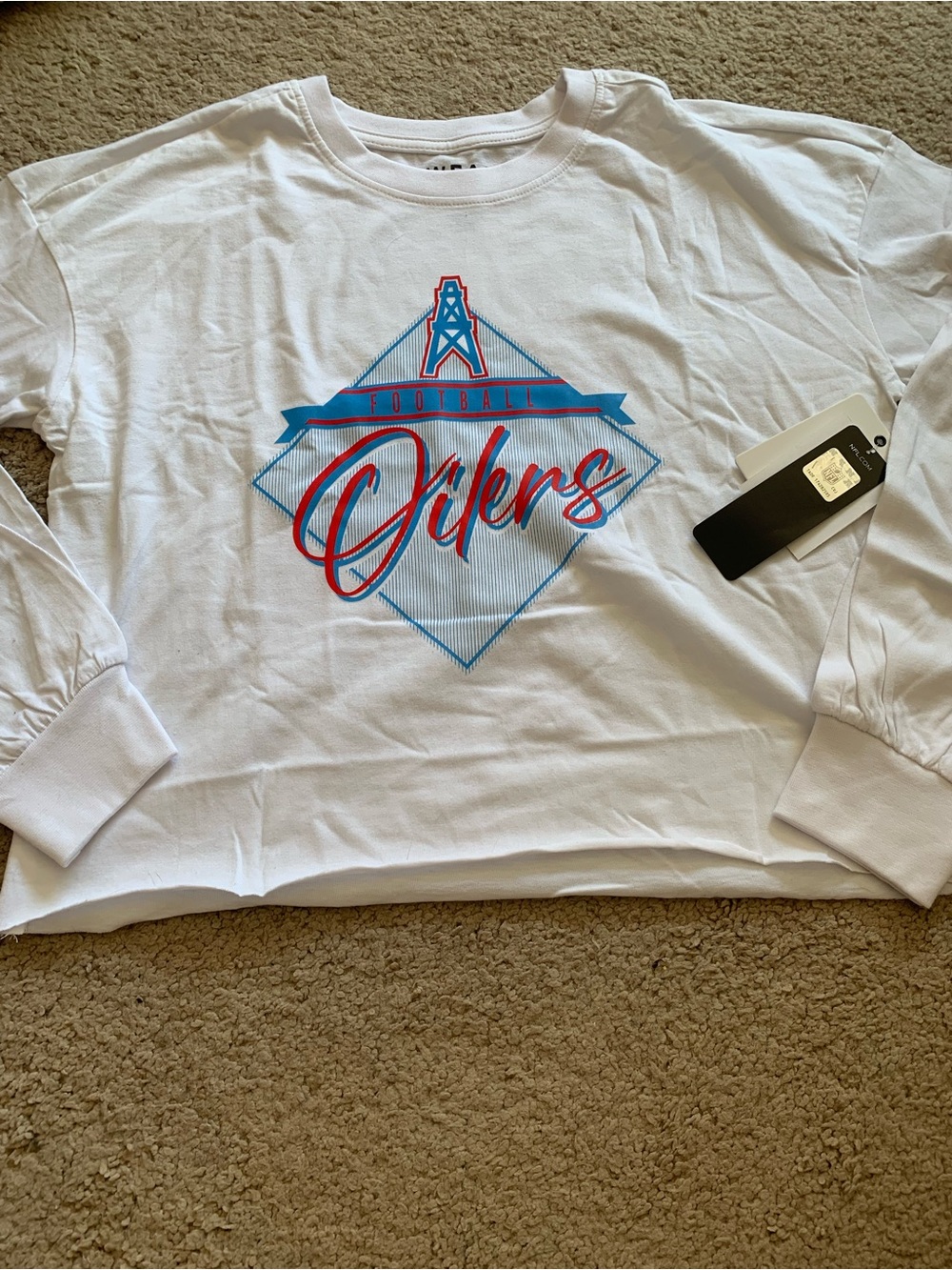 Women’s WEAR by Erin Andrews White 'Oilers' Long Sleeve Graphic Tee